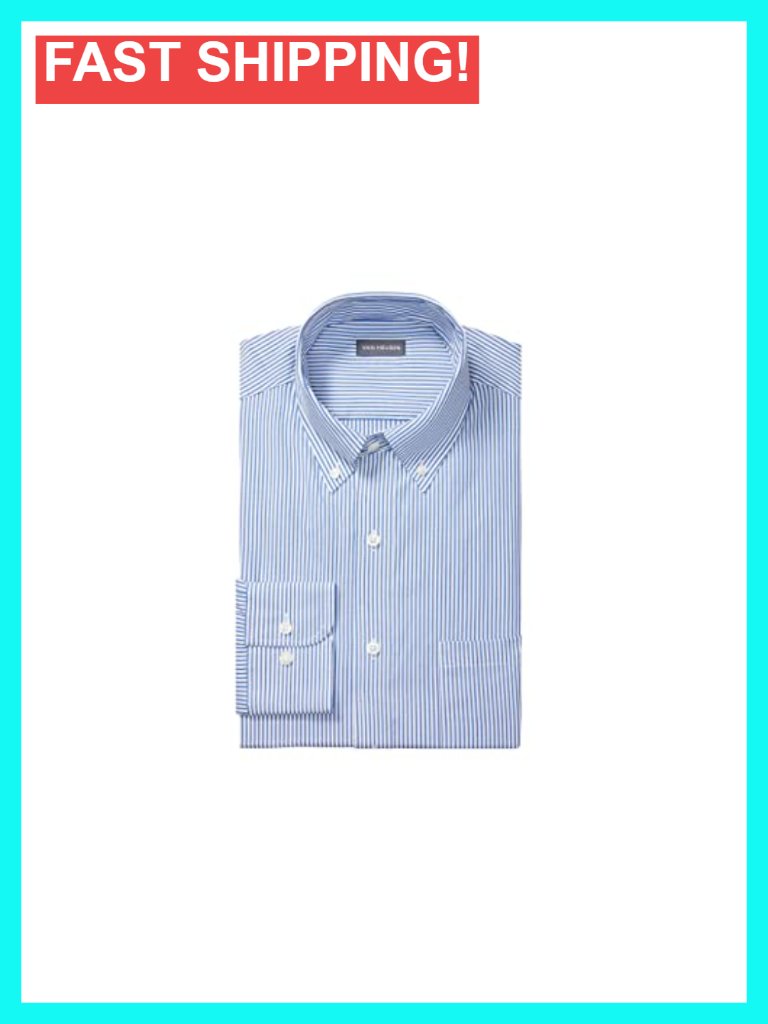 Men's Long Sleeve Button Down Striped Dress Shirt Regular Fit